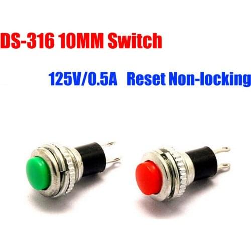 Free Shipping 20pcs/lot DS-316 Push Button 10MM Switch Reset Without Lock Small Round Button Doorbell Switch DS 316