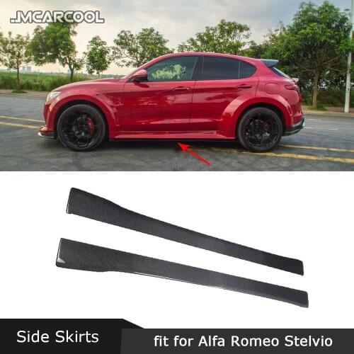 For Alfa Romeo Stelvio 2017 2018 2019 Side Skirts Aprons Carbon Fiber / FRP Door Bumper Trim Cover Guard Car Styling