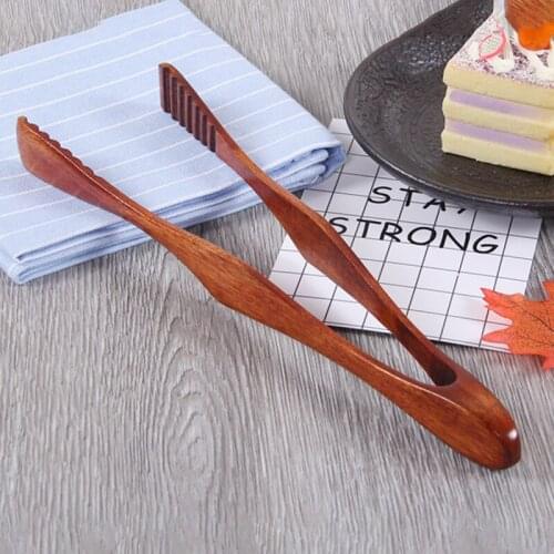 1 Pc Wooden Cooking Kitchen Tongs Food BBQ Tool Salad Bacon Steak Bread Cake Wooden Clip Home Kitchen Utensil