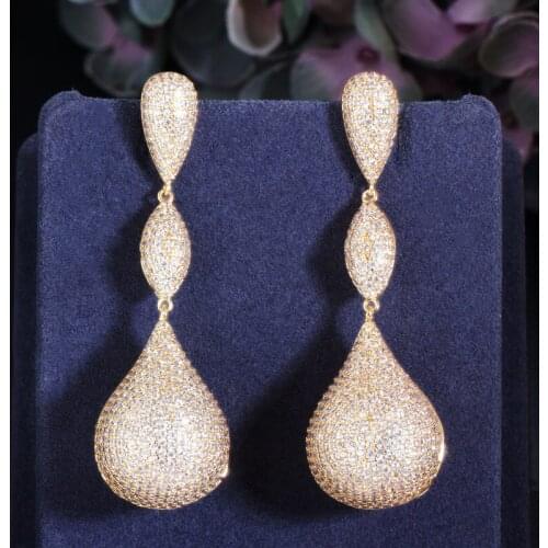 European And American Micro-Inlaid Zircon Irregular Long Earrings For Women
