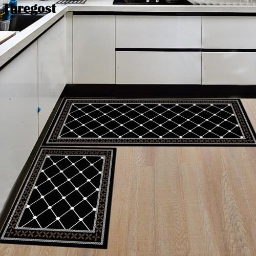 Thregost Europe Doormats Anti-Slip Kitchen Floor Mat Geometric Print Bedroom Carpet Bedside Mats Sofa Table Mat Kitchen Area Rug