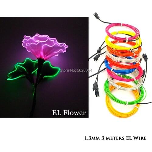 3M Neon Light Flexible EL Wire Rope Tube Dance Party Decor Car Light With 3V Controller For Stage Costume Decor