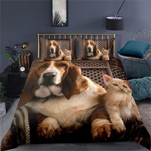 3D Duvet Cover Sets Bedding Set Quilt Comforther Covers Bed linens 173*230 230*230 265*230 180*210 Cat And Dog Custom Bed Linens
