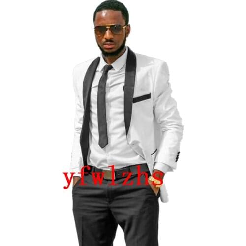 Handsome One Button Groomsmen Shawl Lapel Groom Tuxedos Mens Wedding Dress Man Blazer Prom Dinner (Jacket+Pants+Tie) A134