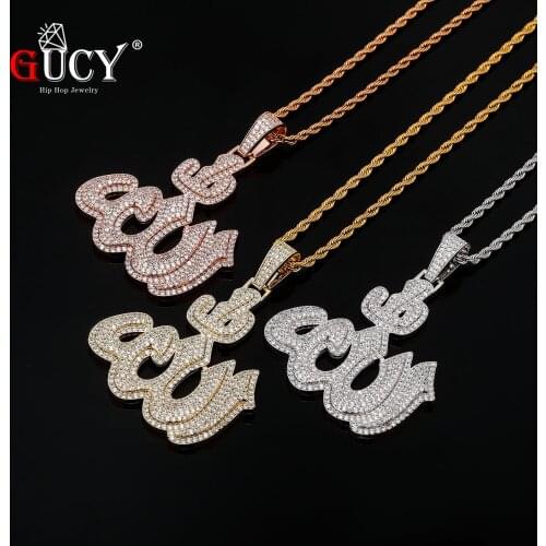 GUCY Fashion Pendant With 4mm Tennis Chain Necklace AAAA Cubic Zircon Mens Women Pendant Hip Hop Jewelry For Gift