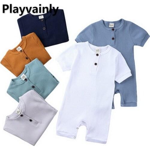 Summer Baby Boy Girl Romper Pure color cotton short sleeve Jumpsuit Newborn Clothing 0-2T E100198