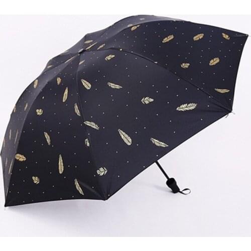 Summer Folding Sunshade Umbrella Feather Oil Painting Umbrella Rain Women Sunny and Rainy Umbrella