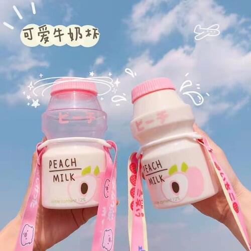 Frosted Transparent plastic Bottle Yakult Shape Cute Transparent Glass Water Bottle Leak-proof Drinkware Cute Student Girl Gift