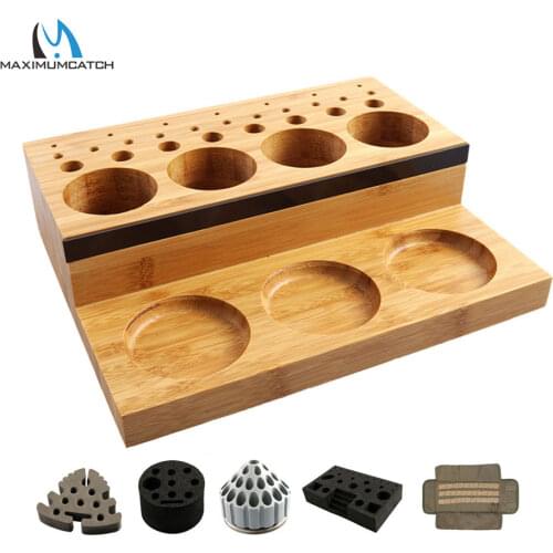 Maximumcatch Fly Tying Caddy EVA Foam/Plastic/Wood Tools Organizer with 5 Essential Tying Tools Combo