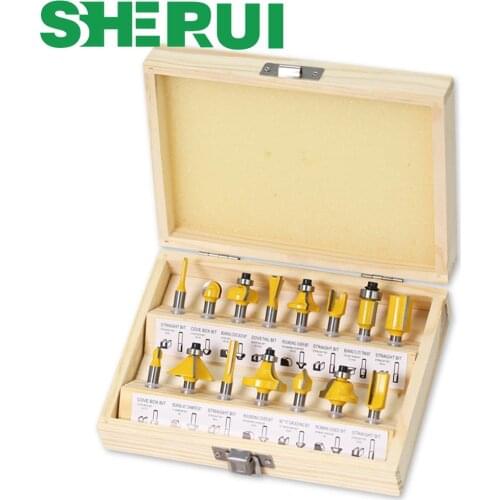 15pcs1/4inch Router Bit Set Trimming Straight Milling Cutter for Wood Bits Tungsten Carbide Cutting Woodworking