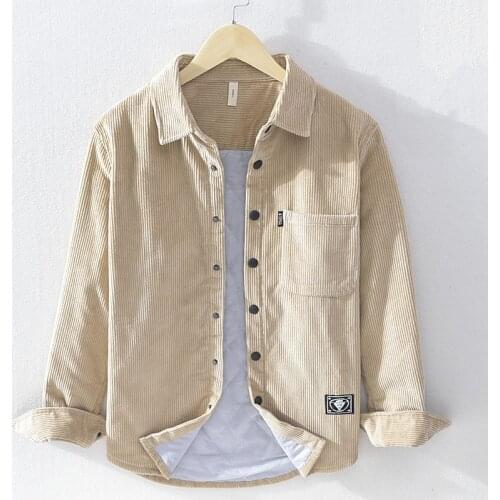 Winter New Personality Style Cotton Corduroy Men Casual Breathable Comfortable Slim Fit Long-Sleeved Thicken Warm Sanded Shirt