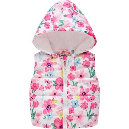 New Toddler Vest Boy Girl Sleeveless Coat Spring Autumn Cartoon Cute Hooded Zipper Thickened Jacket Kids 2-7 Years Clothing