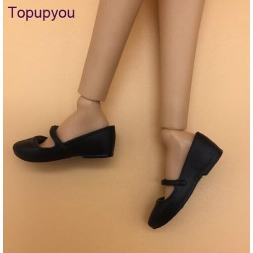 Topupyou doll shoes flat foot shoes black shoes new style for barbie dolls Topup5