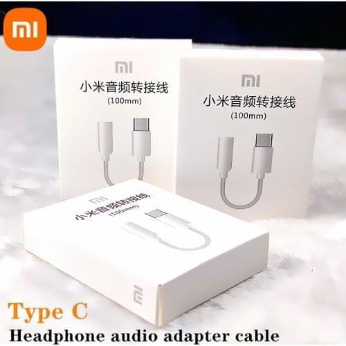 Original Xiaomi Type C 3.5 Jack Earphone Cable USB C to 3.5mm AUX Audio Headphones Adapter For Xiaomi 9 8 se 6 Redmi note 9 10