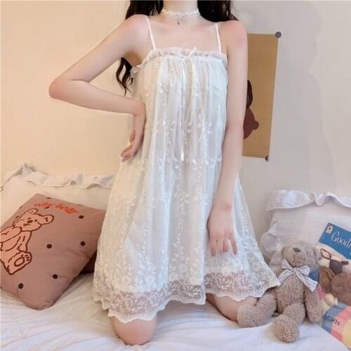 Cute Princess Style Pajamas Womens Summer Day New Sexy Lace Slip Nightdress Thin Homewear Spring goth lolita dress