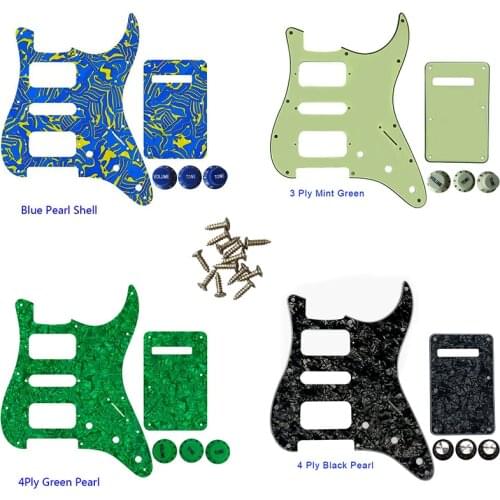 Pleroo Quality Guitar Pickguard -For US 11 Screw Holes Start St Single Humbucker HSH Scratch Plate & Back Plate & Control Knob