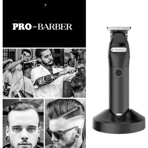 Kemei 10W Hair Trimmer for Men Professional Zero Gapped T-Blade Outlining Cordless Barber Hair Clippers Hair Close Cutting Kit