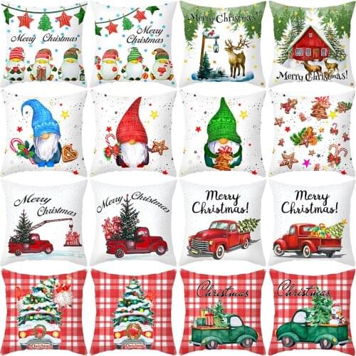 Christmas Cushion Cover Merry Christmas Decorations for Home 2021 Christmas Ornament Xmas Gifts Navidad Noel Happy New Year 2022