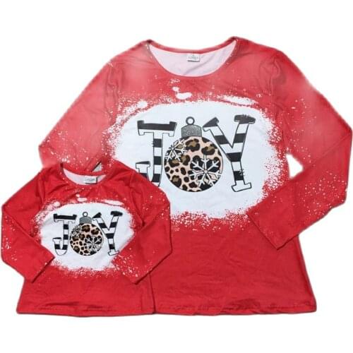 Girlymax Christmas Baby Girls Mommy &me Tie Dye Leopard Joy Boutique Top T-shirts Children Clothes Kids Clothing Long Sleeve