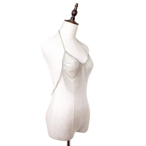 Sexy Women Bikini Waist Belly Body Chain Beach Crossover Harness Necklace