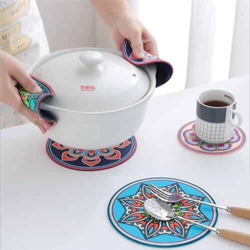 Silicone Food Mat round Heat Insulation Dining Tableware Table Coasters Heat-resistant Pads Bowl Cup Coaster Kitchen Accessorie