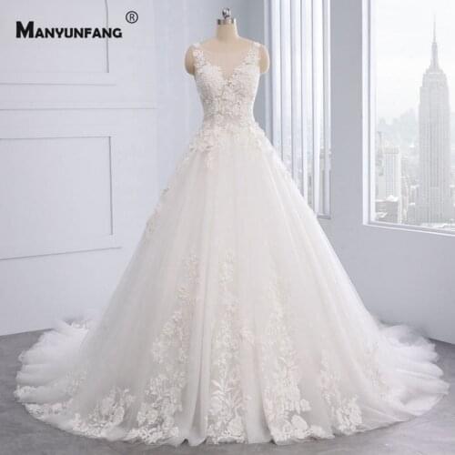 Vestido De Noiva 2021 Hot Sale O-Neck Sleeveless Bridal Ball Gown Luxury Cathedral Train Embroidery Appliques Wedding Dress