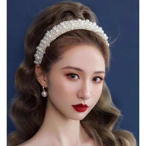 Bridal Hair Jewelry Gold Silver Color Tiaras Crowns Pearl Crystal Headbands Hairbands Women Bride Headdress Wedding Accessories