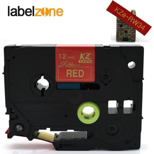 Tze-RW34 Satin Ribbon Gold on RED Tapes 12mm*4m compatible Brother p-touch printer for pt-d200 d210 ribbon printer tz-RW34