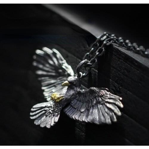 Vintage Silver Plated Eagle Pendant Necklace Fashion Crow Necklace Personality Men and Women Punk Hip Hop Rock Party Jewelry