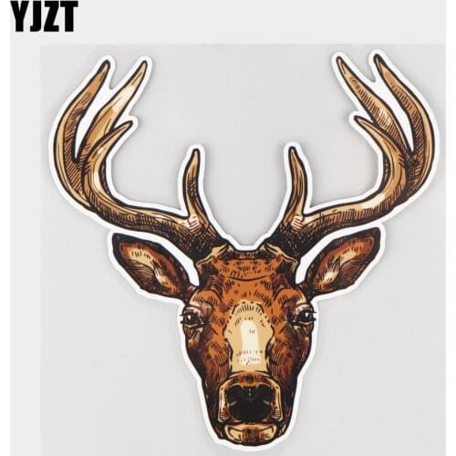 YJZT 16.5×16.8CM Hand Drawn Deer Head Creative Animal Decals Car Decoration Stickers Accessories 21A-0404
