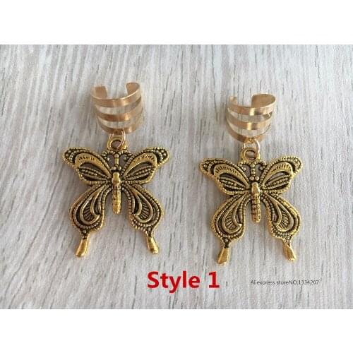 2Pcs/Pack gold adjustable Butterfly charms Hair Braid Dread Dreadlock Beads Clips Cuffs jewelry hair accessories
