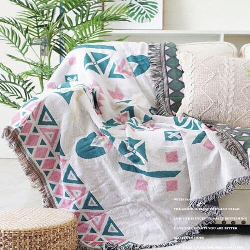 Nordic Throw Blanket Thread Sofa Cover Geometric Dust Protection Cover Slipcover Cobertor Blankets For Beds Tassel Christmas