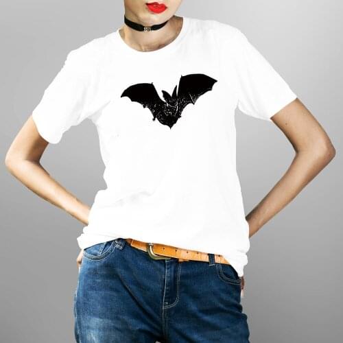 BLINGPAW Punk Women Graphics T-shirt Bats Double-sided Printing Short-sleeved Tops Tees Casual Girls Large Size 100% Cotton