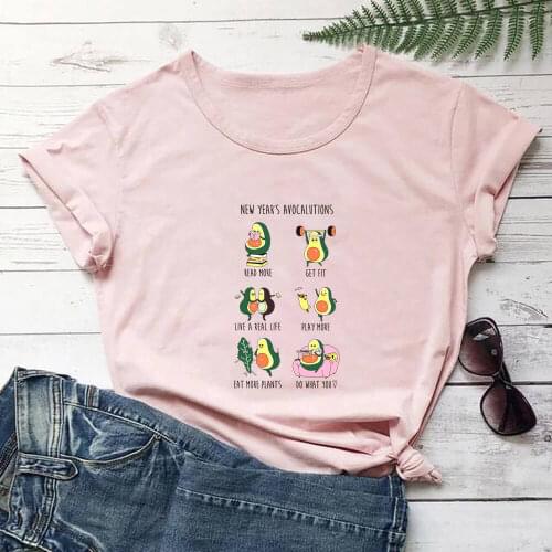 New Years Avocalutions 100%Cotton Print Women T Shirt New Arrival Funny Summer Casual Short Sleeve Top Girsl Weekend Shirt