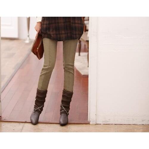 Female Winter Plus Size Plus Velvet Thicken Pencil Pants Women Autumn Mid Stretch Warm Legging Trousers Lady Oversized Warm Pant