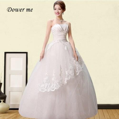 Strapless Formal Bridal Gowns GR731 Sequined Lace Up Wedding Dresses For Women Appliques Ruched Long Vestido De Novia 2020