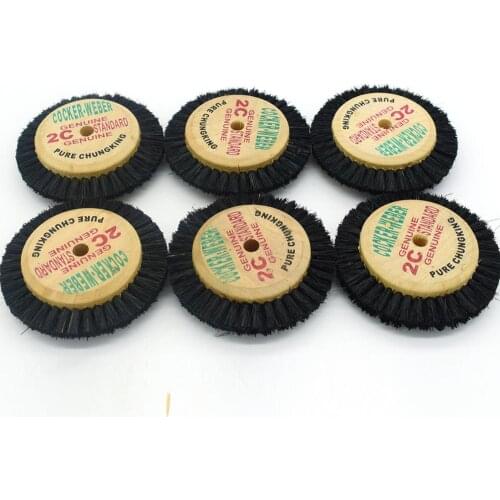 10PCS Bristle Brushes with Wood Hub Rotary Wheel Style Dia 6.5cm Jewelry Polishing Tools