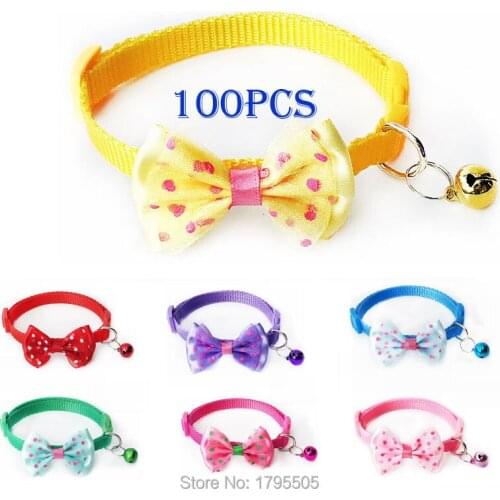 Wholesale 100 pcs butterfly Knot Adjustable Dog Printed Soft Collar For Dog Pet Supplies Cat Dog Scarf Collar For Puppy Pet id