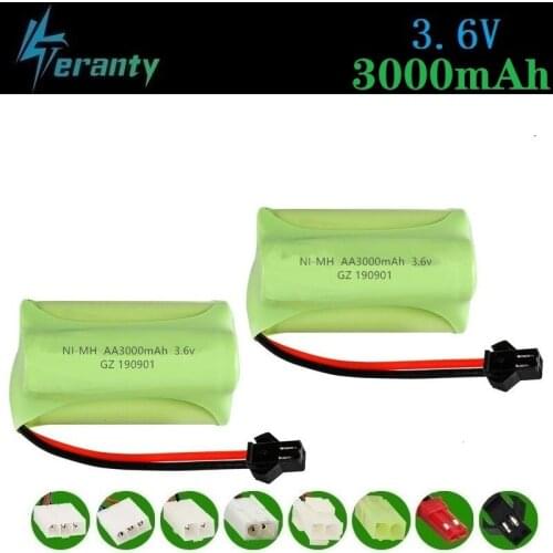 3000mah 3.6v Rechargeable Battery For Rc toys Car Rc Boat Tanks Trains Robots Gun NiMH Battery AA 3.6v 2400mah Battery Pack 2pcs