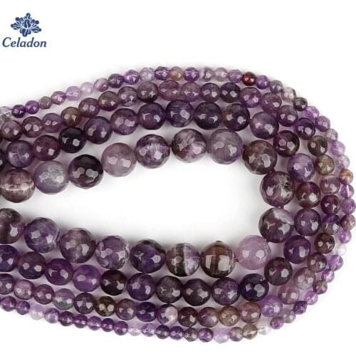 4 6 8 10mm Faceted Round Ball Natural Stone Beads for Jewelry Making DIY Necklace Bracelet Earring Findings Purple Crystal