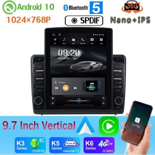 4G WiFi Nano+IPS 9.7" Vertical Style Car Media GPS CarPlay Android 10 360 Camera Radio DSP For Ford EcoSport 2018-2019 PX6 4+64G