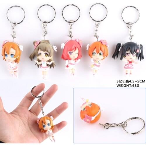 5 PCS/LOT Love Live Lovelive Model Doll Keychain LoveLive!School idol project Cute Action Figure Toy Phone strap set Pendant