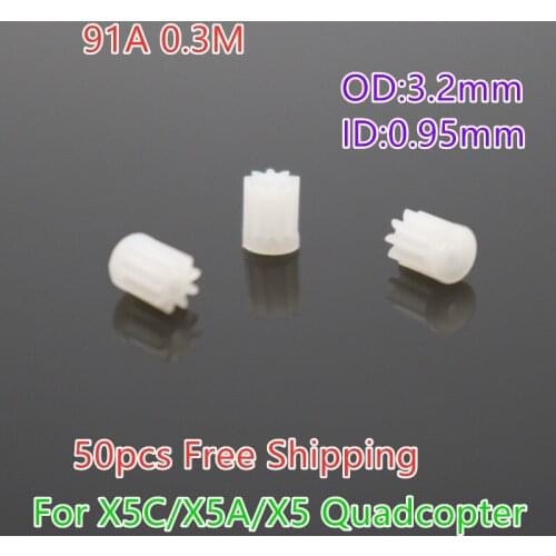 50PCS/Lot 91A Plastic Gears for Hollow Cup Motor X5C/X5A/X5 Mini 9T Teeth Gear RC Drone Quadcopter Accessories Spare Parts