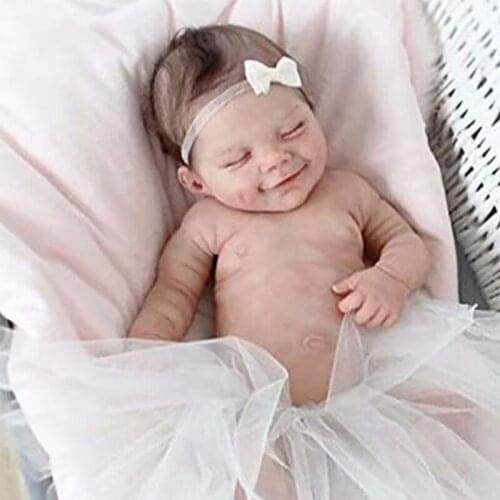 55cm Reborn Girls Soft Body Cute Smiley Newborn Girl Doll Baby Full Silicone