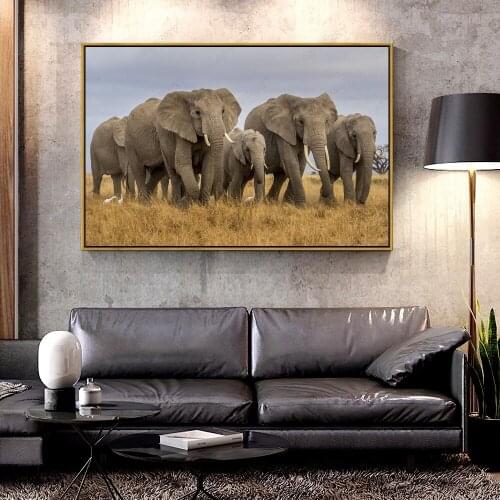 Artcozy Oil Canvas Painting masai_mara_elephants For Home Decoration Wall Art