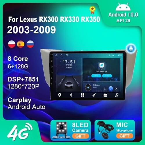 OKNAVI 4G+64G Android 9.0 WIFI Antenna Bluetooth Multimedia Player Car Radio 2 Din GPS Navigation For Lexus RX300 RX330 RX350