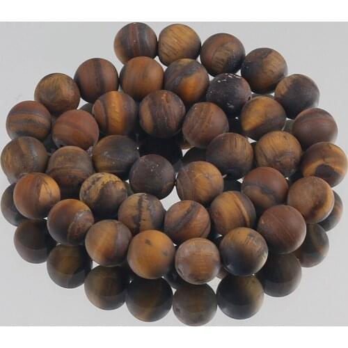 AAA Natural Stone Matte Brown Gold Tiger Eye Agates Diy Charm Bracelet Earrings Loose Round Beads for Jewelry Making 4/6/8/10MM