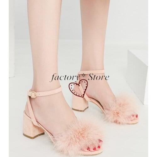 Sandals Hollow Maomao Chunky-Heel Field Strap Sandals Tide Shoes Summer Sandals Female Korean Fairy