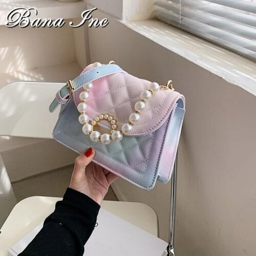 Brand Shoulder Bag With Pearl Straps Crossbody Bag Leather Flap Bags For Women Purses Trend Handbags For Women Mini Clutches