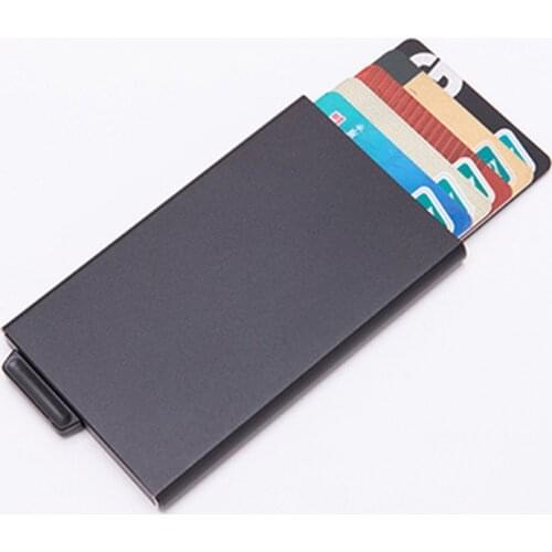 ZOVYVOL aluminium credit card case solid anti rfid protection bank card cow leather purse Fashion slim thin Automatic Pop-up